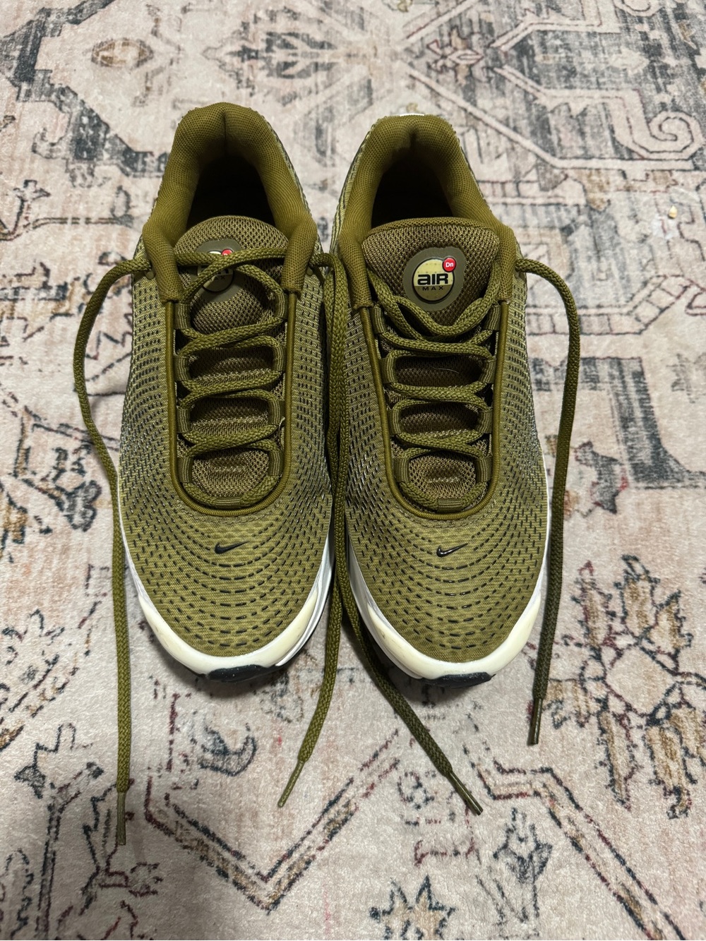 Nike Olive Green Mesh Air Max Sneakers with White Midsole